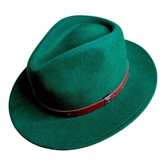 Brixton Messer Fedora Moss Green Large Optional Feather NWT - Picture 5 of 16